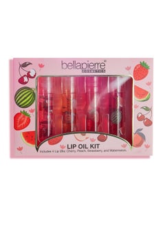 bellapierre Cosmetics 4Piece Natural Lip Oil Kit  Moisturizing Lip Gloss Set  Fruit Flavored Lip Oil Collection with Rollerball Applicator
