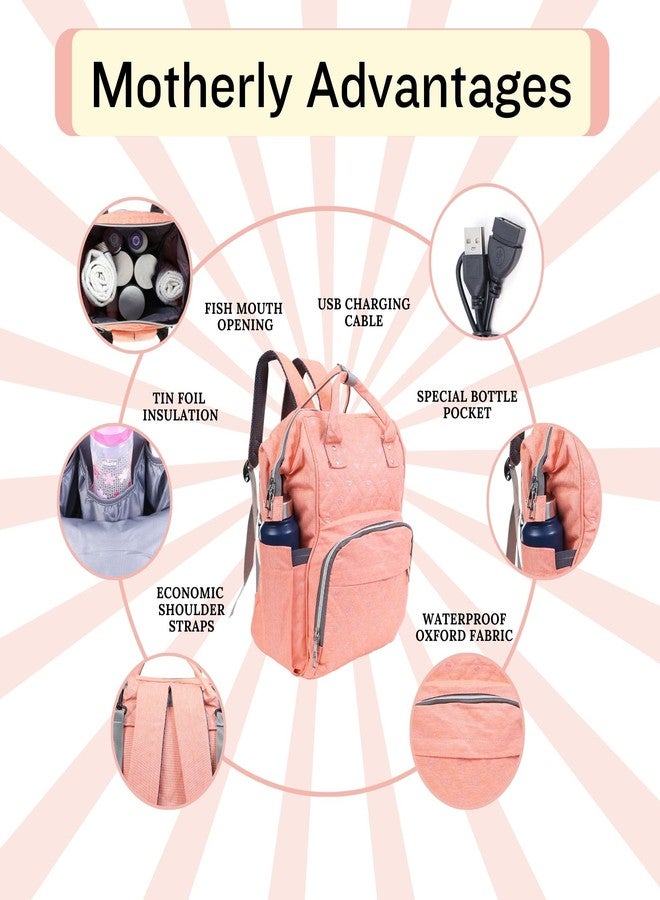 TAG24 Multifunctional Waterproof Diaper Backpack for MothersTravel With Multi Compartments - Orange - Image 3