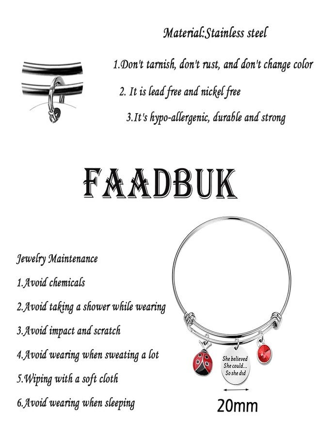 FAADBUK سوار الدعسوقة من FAADBUK، هدية لمحبي الدعسوقة، لقد آمنت بقدرتها ففعلت، هدية ملهمة لها (سوار الدعسوقة) - Image 2
