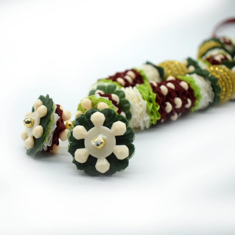 Puja N Pujari Puja N Pujari Multicolor Ribbon Design Garland Mala for Photo Frames and Idols White PNPDG3246  - Image 4