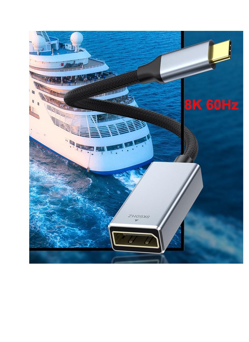 SYOSI - USB C to DisplayPort Cable, (8K@60Hz 2K@240Hz or 4K@144Hz), Uni-Directional USB Type C to DP Cable Cord HDR, for iPhone 15 Pro/Max, MacBook Pro/Air - Image 1