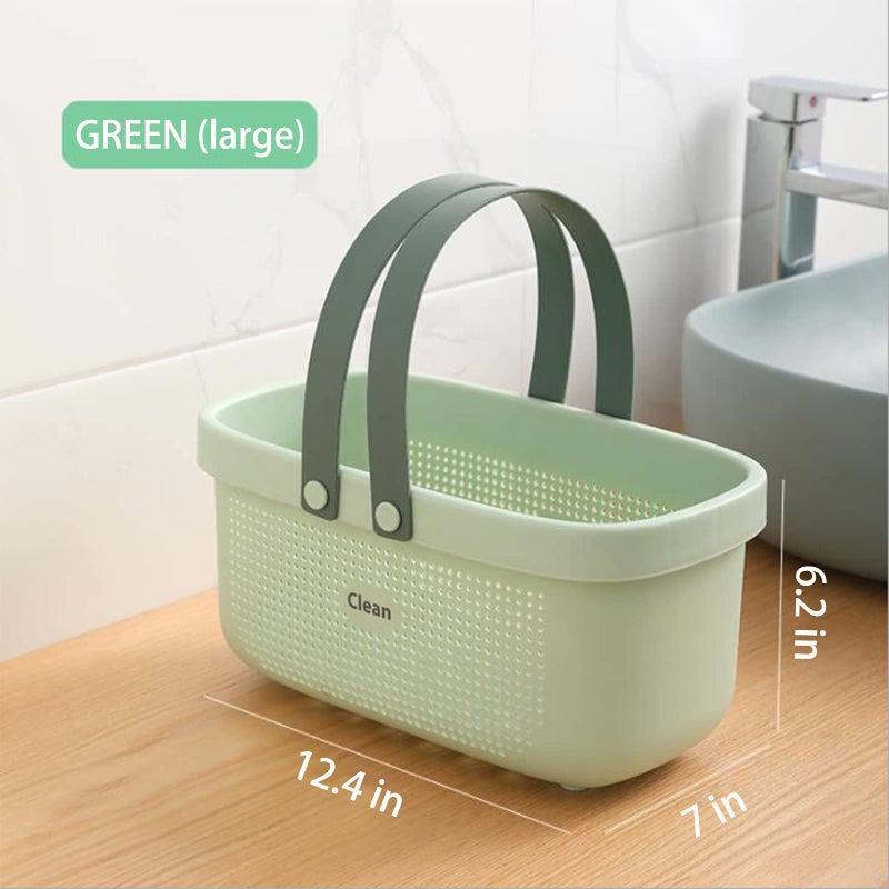 JiatuA Plastic Storage Basket with Handle Portable Shower Caddy Tote Organizer Basket Bin for Bathroom Kitchen Dorm Room Bedroom (Large  Green) - Image 5