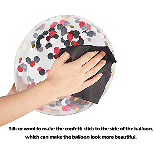 Festiko® 62 Pieces Black Red Confetti Balloons Kit, 12 Inches Black Red White Confetti Balloons with Balloon Ribbon for Birthday Quinceanera Graduation Party Decorations Supplies - Image 5
