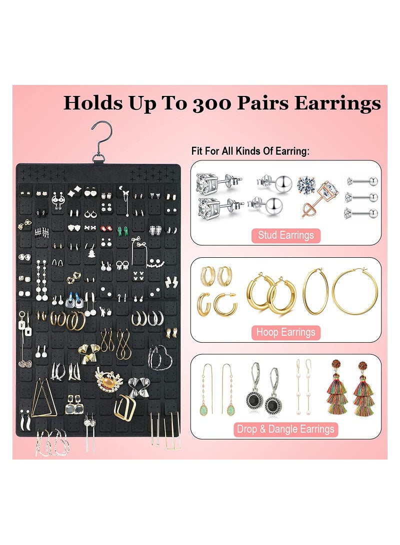 SOLARAE Dual-Sided Jewelry Organizer for Earrings and Necklaces - Holds Up to 300 Pairs of Earrings and 30 Necklaces - Large Door or Wall Hanging Storage Solution - Image 4