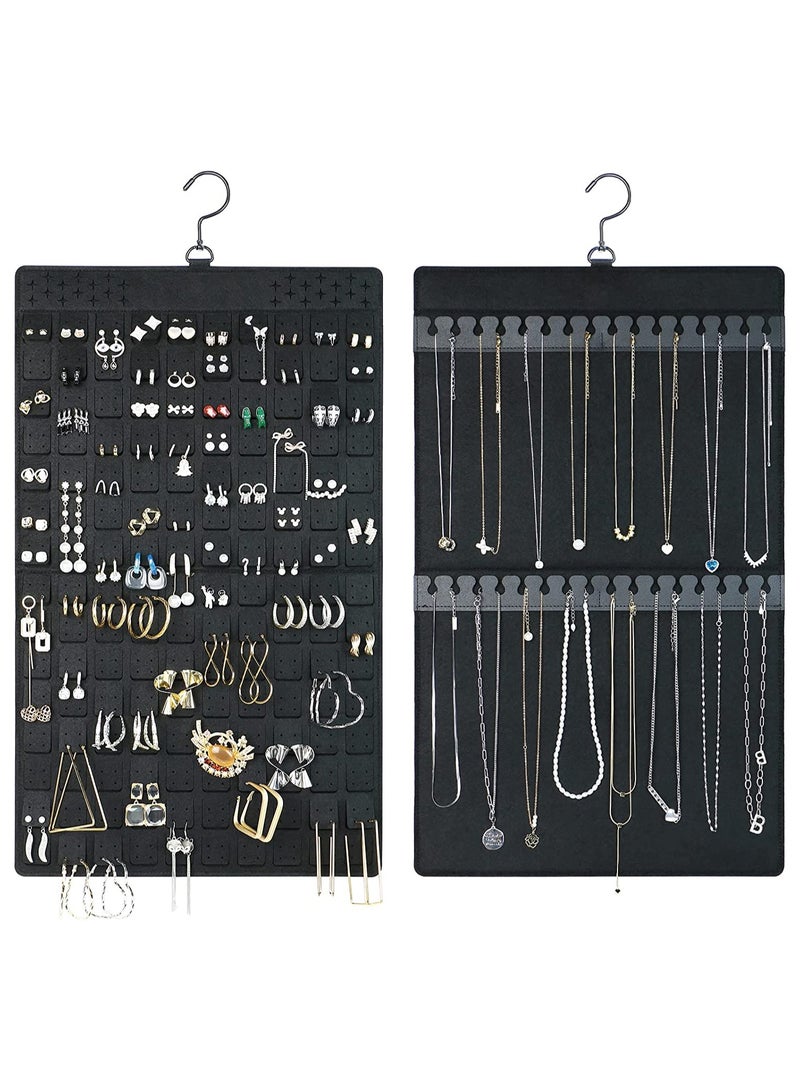 SOLARAE Dual-Sided Jewelry Organizer for Earrings and Necklaces - Holds Up to 300 Pairs of Earrings and 30 Necklaces - Large Door or Wall Hanging Storage Solution - Image 5