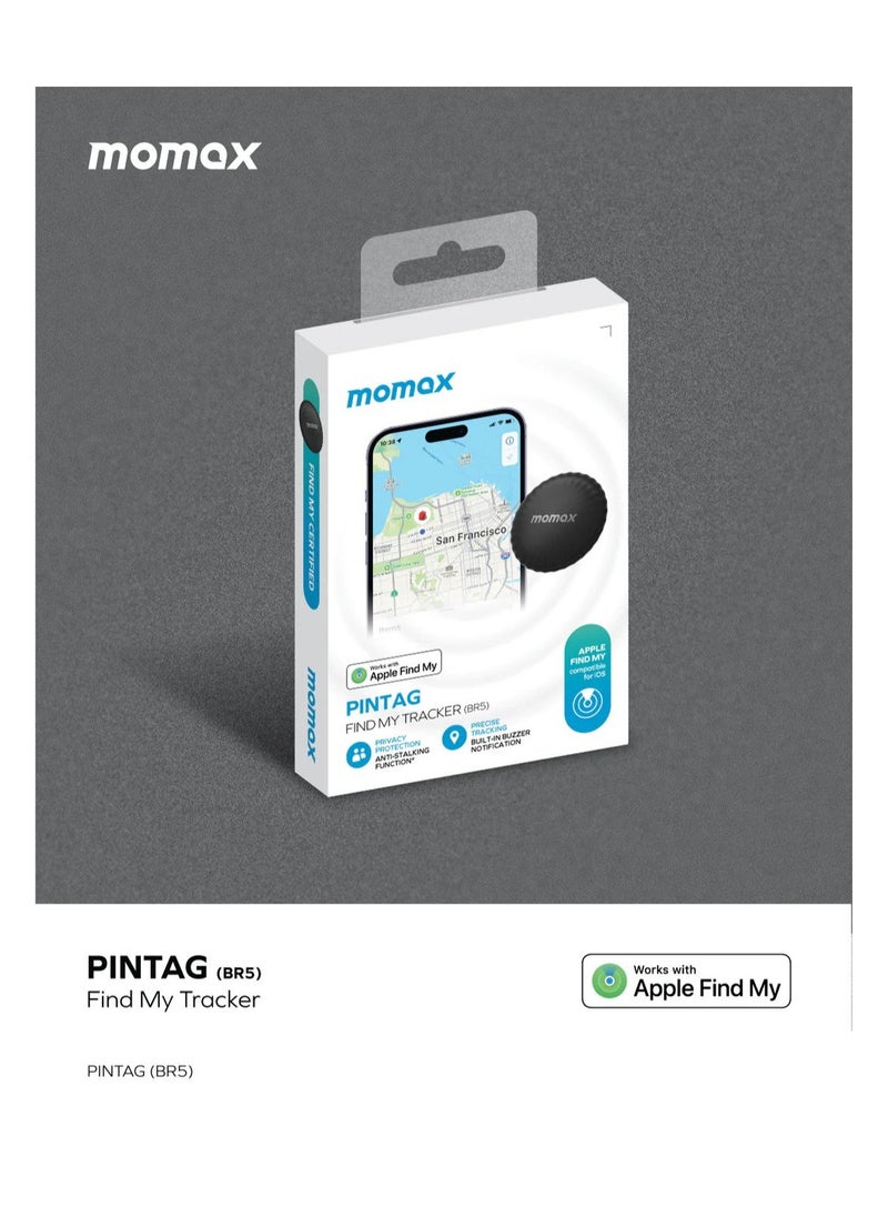 Momax - MOMAX Tracker Tag, Lost Key Finder Works with Apple Find My (iOS Only), Key Tracker with APP,Sound Location, Key Locator Pintag for Luggage,Suitcase,Wallet,Pet,Kid -  (1 Piece Black) - Image 1