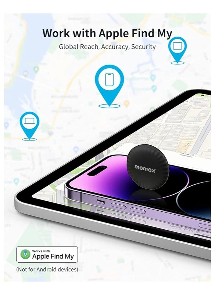Momax - MOMAX Tracker Tag, Lost Key Finder Works with Apple Find My (iOS Only), Key Tracker with APP,Sound Location, Key Locator Pintag for Luggage,Suitcase,Wallet,Pet,Kid -  (1 Piece Black) - Image 1
