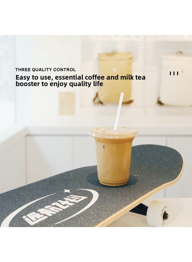 Milk Tea Three-quality Tube PLA Degradable Disposable Coffee Straw Three-hole Stirring Rod Overlord Tea Yan Small Fine Straw-Color:Dark Green 23cm Oblique Mouth Independent Straw  - Image 4
