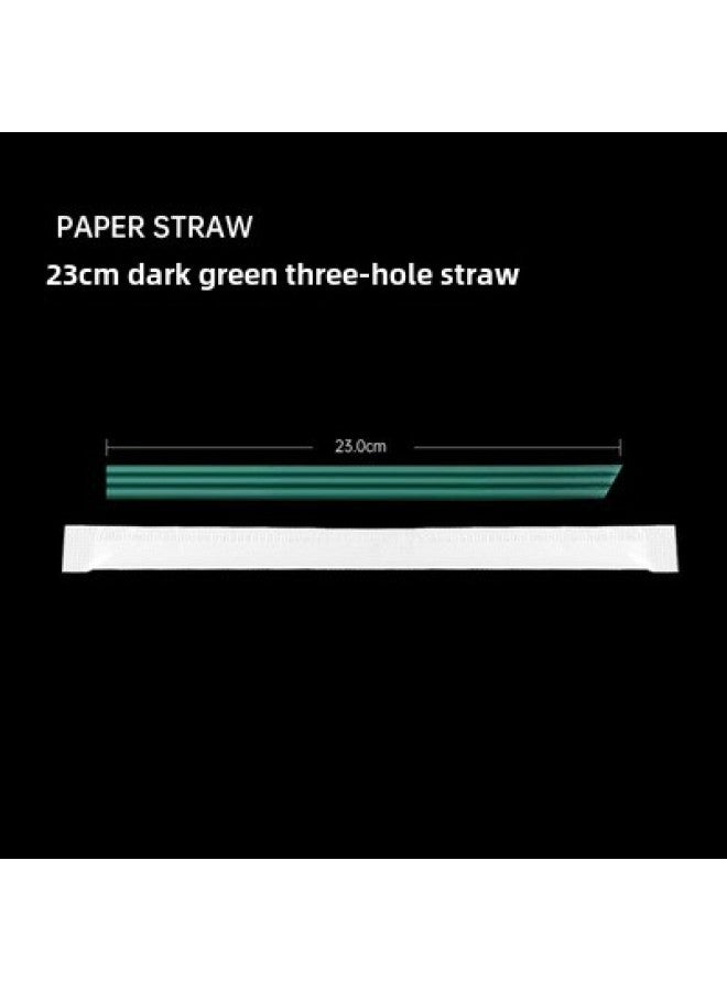 Milk Tea Three-quality Tube PLA Degradable Disposable Coffee Straw Three-hole Stirring Rod Overlord Tea Yan Small Fine Straw-Color:Dark Green 23cm Oblique Mouth Independent Straw  - Image 1