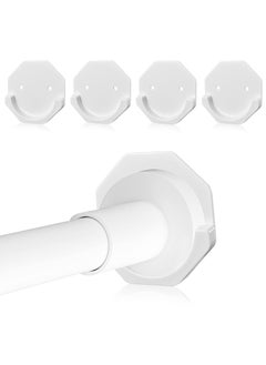 VXTRRI 4pcs Shower Curtain Rod Mount Holder for Wall Shower Rod Holders Brackets Tension Closet Rod Brackets Retainer with Adhesive Stickers and Screws Shower Curtain Rod Not Included White2  - Image 1