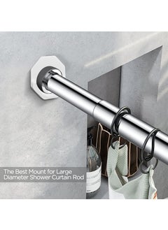 VXTRRI 4pcs Shower Curtain Rod Mount Holder for Wall Shower Rod Holders Brackets Tension Closet Rod Brackets Retainer with Adhesive Stickers and Screws Shower Curtain Rod Not Included White2  - Image 5
