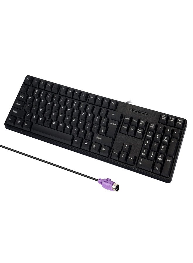 M MC Saite MCSaite Wired PS2 104 Keys Computer Keyboard with Stands,Black,Waterproof - US Layout Compatible for Windows, PC, Laptop - Image 2