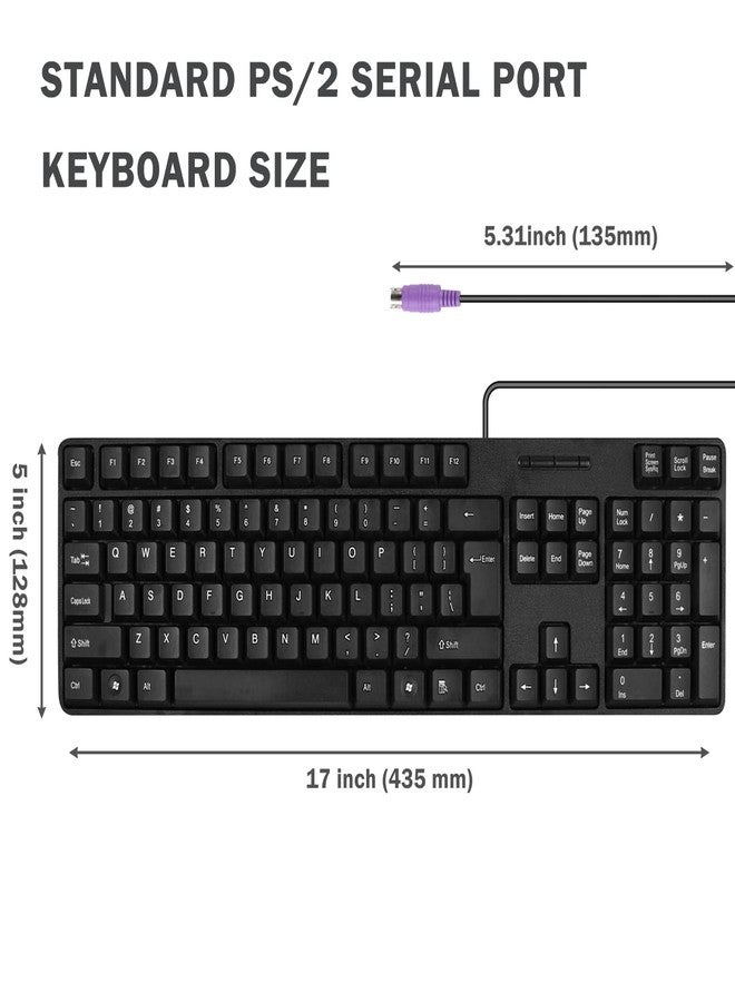 M MC Saite MCSaite Wired PS2 104 Keys Computer Keyboard with Stands,Black,Waterproof - US Layout Compatible for Windows, PC, Laptop - Image 3