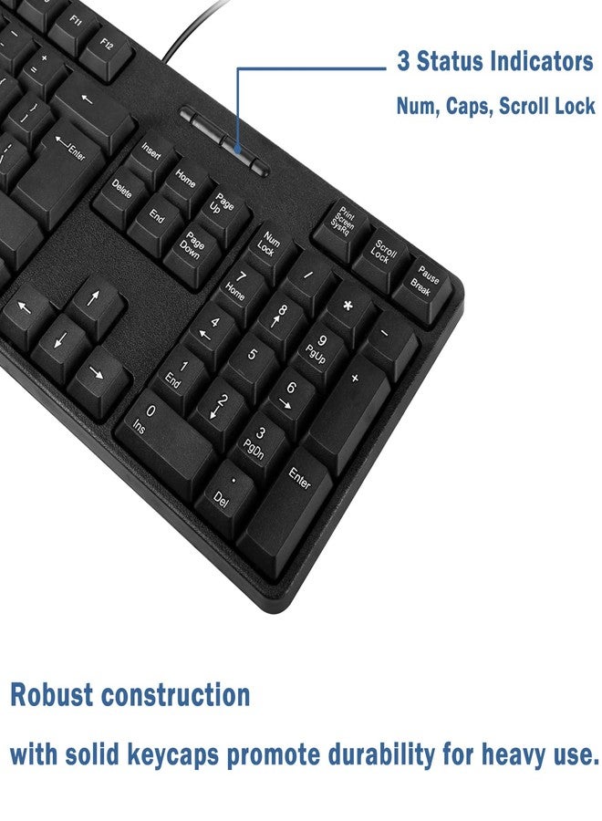 M MC Saite MCSaite Wired PS2 104 Keys Computer Keyboard with Stands,Black,Waterproof - US Layout Compatible for Windows, PC, Laptop - Image 5