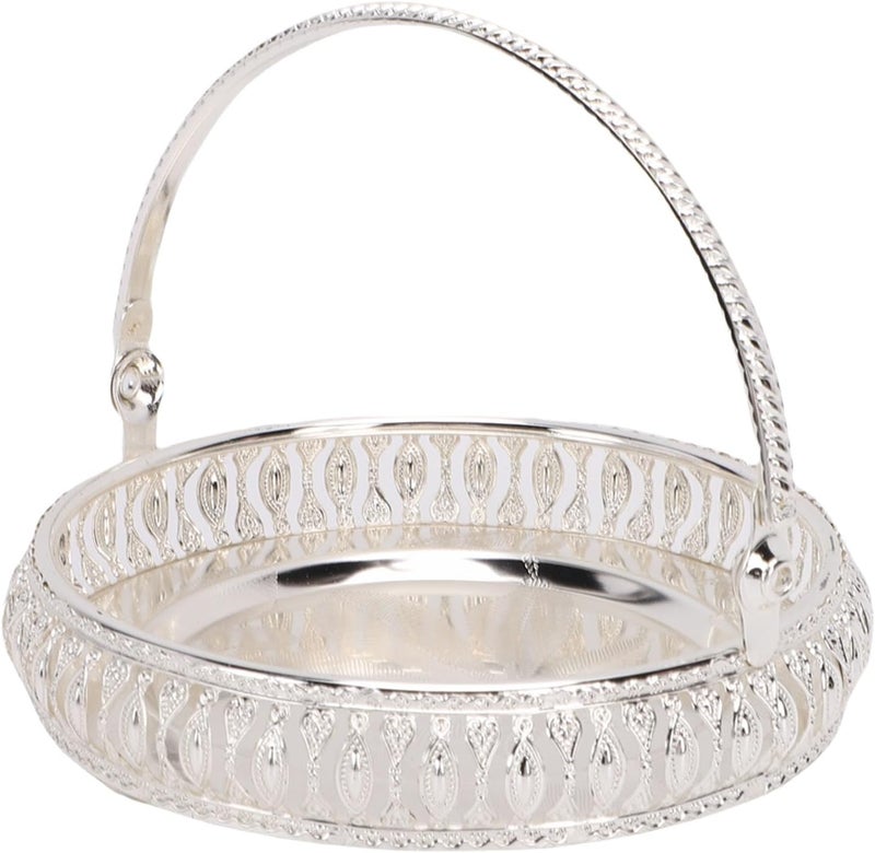 Asixxsix Fruit Tray, Zinc Alloy Vintage European Style Serving Platter Decorative Tray with Comfortable Handle for Tea Coffee Dessert Snacks Party Family Gathering, - Image 5