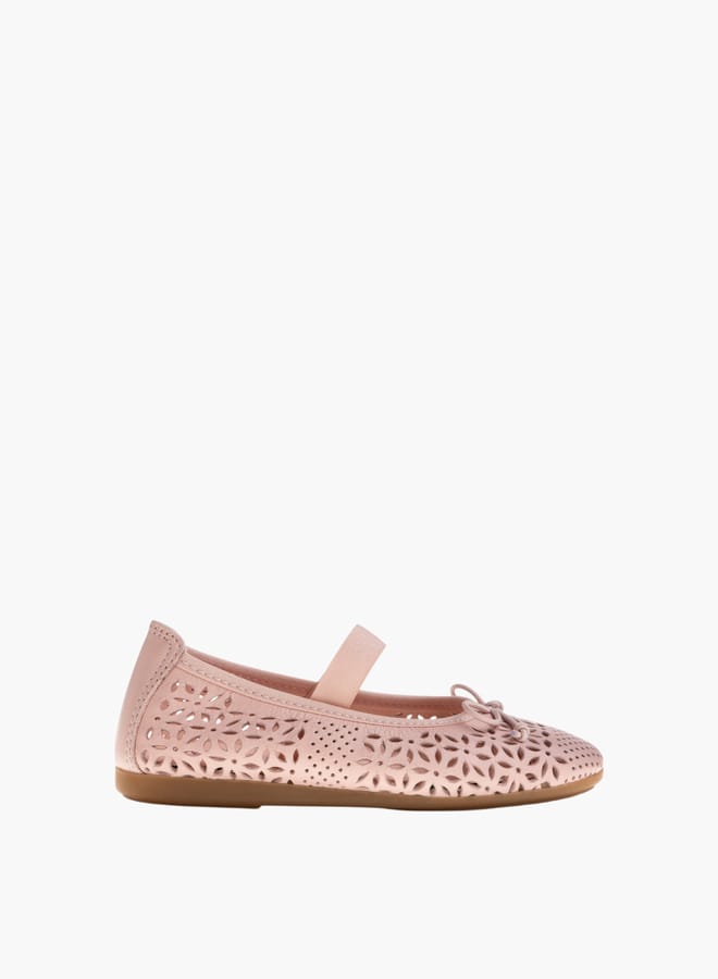 Pablosky Girls Textured Ballerina Shoes With Elastic Strap  - Image 1
