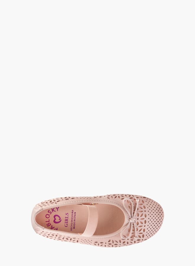 Pablosky Girls Textured Ballerina Shoes With Elastic Strap  - Image 4