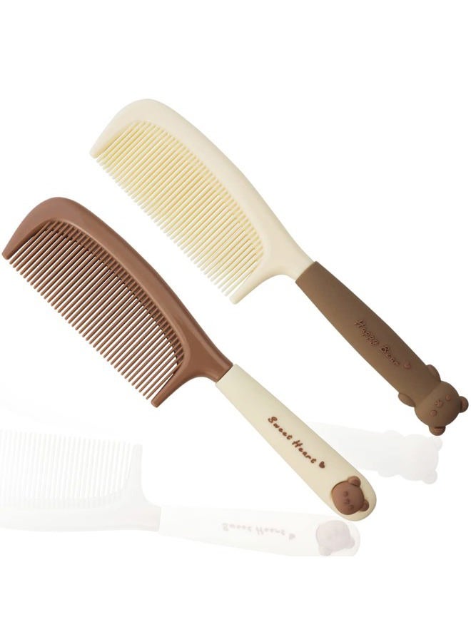 TCOTBE 2 Pack Women's Detangling Comb - Cute Styling Handle, Fine-Tooth Dressing and Haircut Comb for Wet or Dry Hair - Image 1
