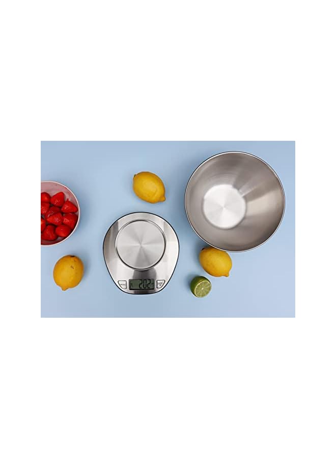 Exzact Electronic Kitchen Scale Stainless Steel Baking Scale - Large Display Wet And Dry Food Weighing Scale With Stainless Steel Mixing Bowl - Easy Switch Between Imperial And Metric - Max 5 Kgs - Image 3