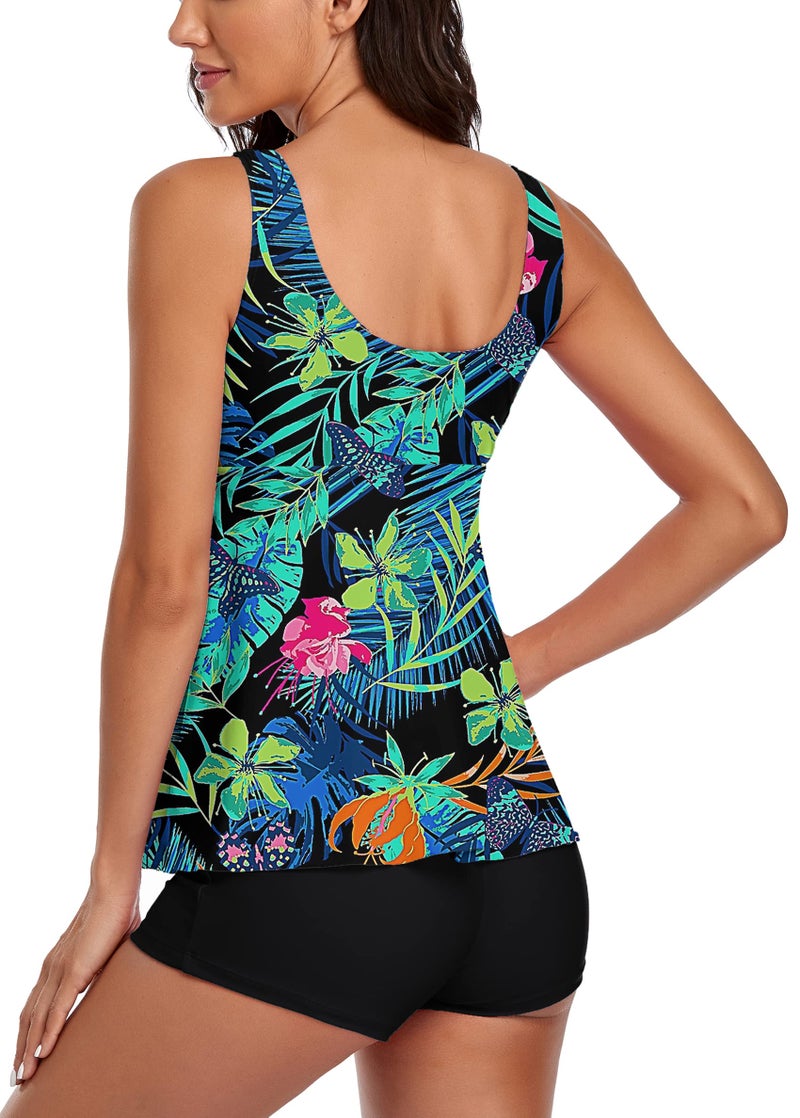 Omichic Women's Modest Tankini Swimsuit for Womens Two Piece Swimwear wihth Boyshort Bathing Suits - Image 3