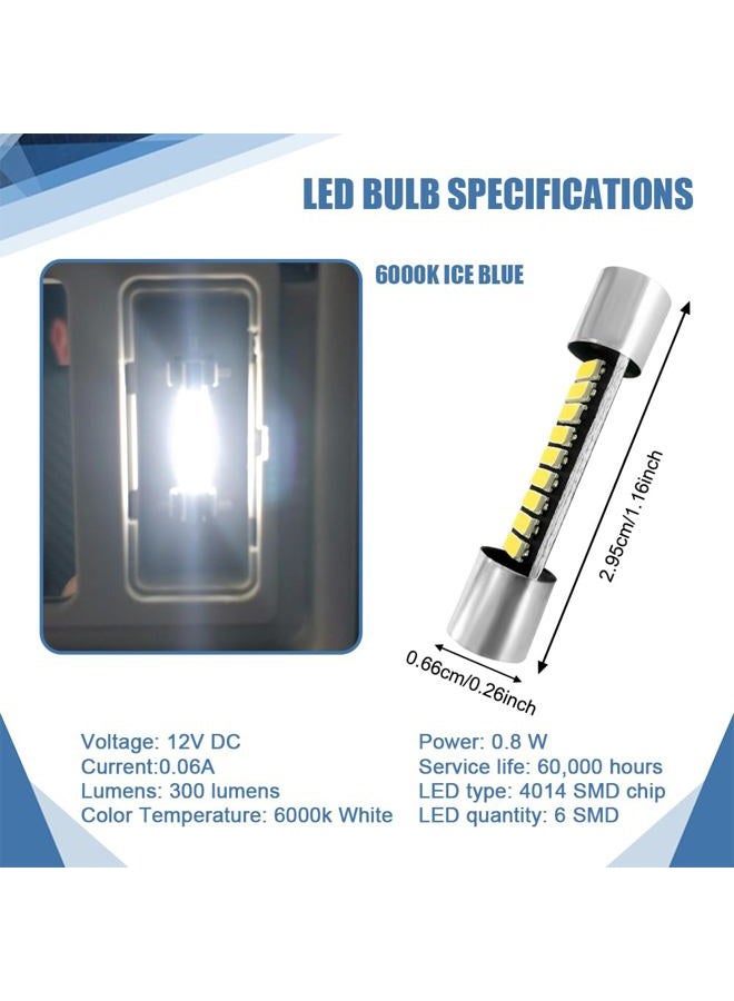 Lyxheth 6PCS 28mm 29mm 6614F Festoon LED Car Bulb, Car Vanity Light Bulbs, Extremely Bright 9-SMD 4014 Chips LED Bulb, Car Accessories Visor Light Bulb for Vanity Mirror, Dome Light (White) - Image 2