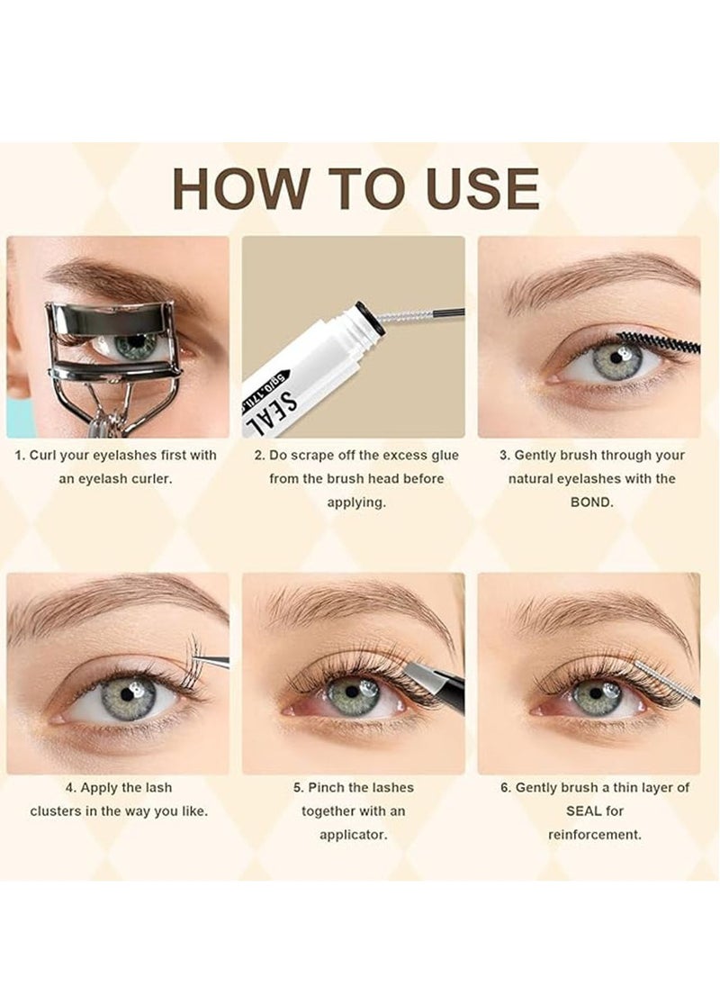 BQI - Waterproof Lash Bond and Seal Individual Lashes Glue and Seal Super Strong Hold DIY Lash Extension Kit Hold 48-72 Hours Cluster Lash Glue Eyelash Extension Kit - Image 1