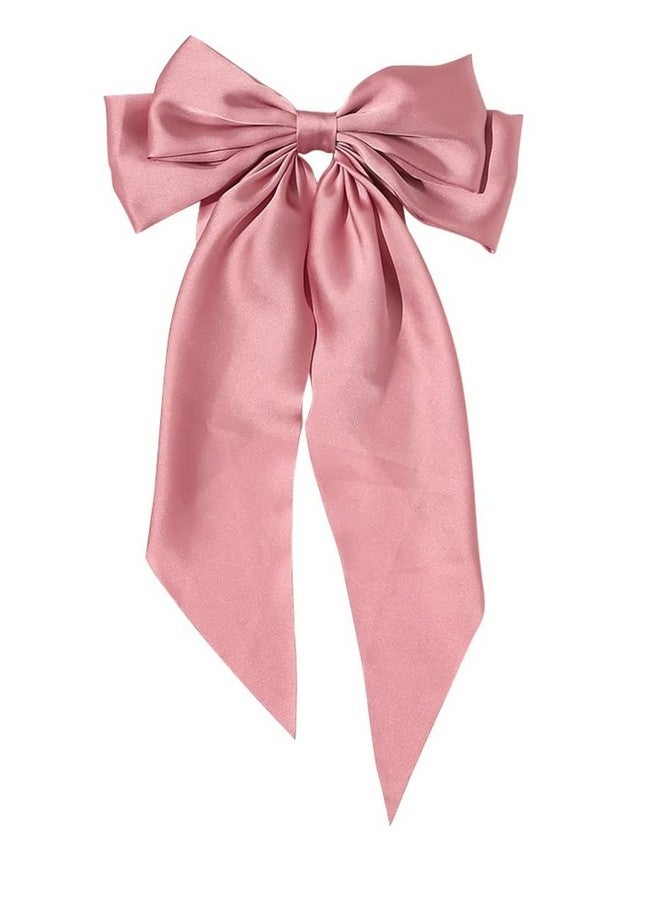 ويسكيت - مشبك شعر، إكسسوارات شعر كبيرة من الساتان متعدد الطبقات للنساء والفتيات، مشبك شعر باريت مقاس 8 بوصات، أقواس طويلة من الشريط الأسود، على الطراز الفرنسي (وردي) - Image 1