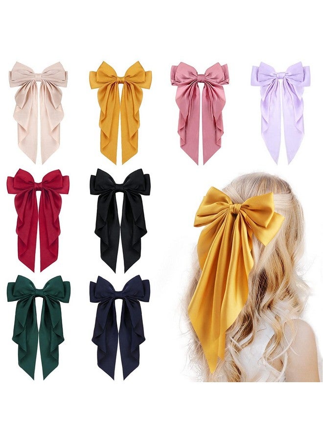 ويسكيت - مشبك شعر، إكسسوارات شعر كبيرة من الساتان متعدد الطبقات للنساء والفتيات، مشبك شعر باريت مقاس 8 بوصات، أقواس طويلة من الشريط الأسود، على الطراز الفرنسي (وردي) - Image 2