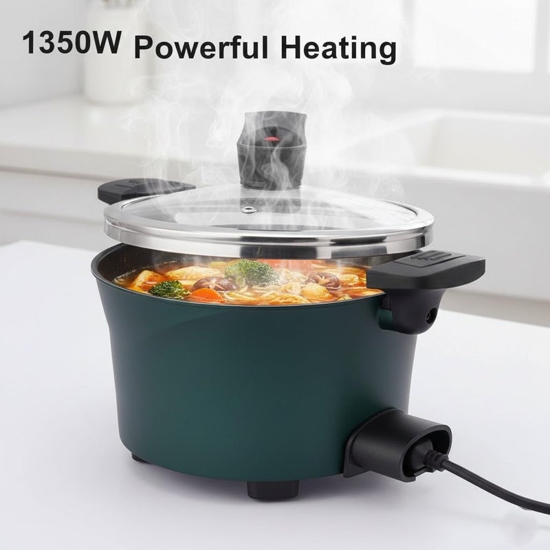 1350W Electric Pot - 4.5 Liter 24cm - Non-Stick Anti-scalding Surface - Automatic Heat Control - Heat Resistant Glass Lid - Safe & Time Saving - Image 4