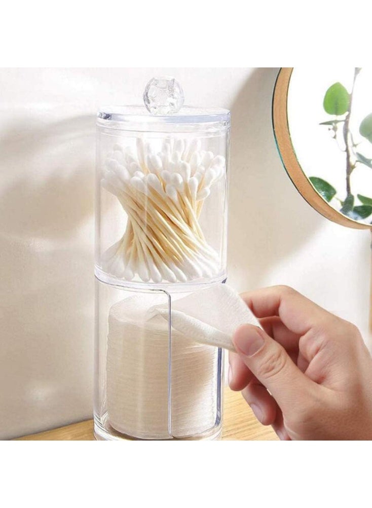 Happyupcity 2 in 1 Clear Acrylic Cotton Swabs Holder Makeup Pads Container Makeup Organizer with Lid Cosmetic Jars Bathroom Storage Dispenser Case for Cotton Pads Swabs Q-Tips - Image 3