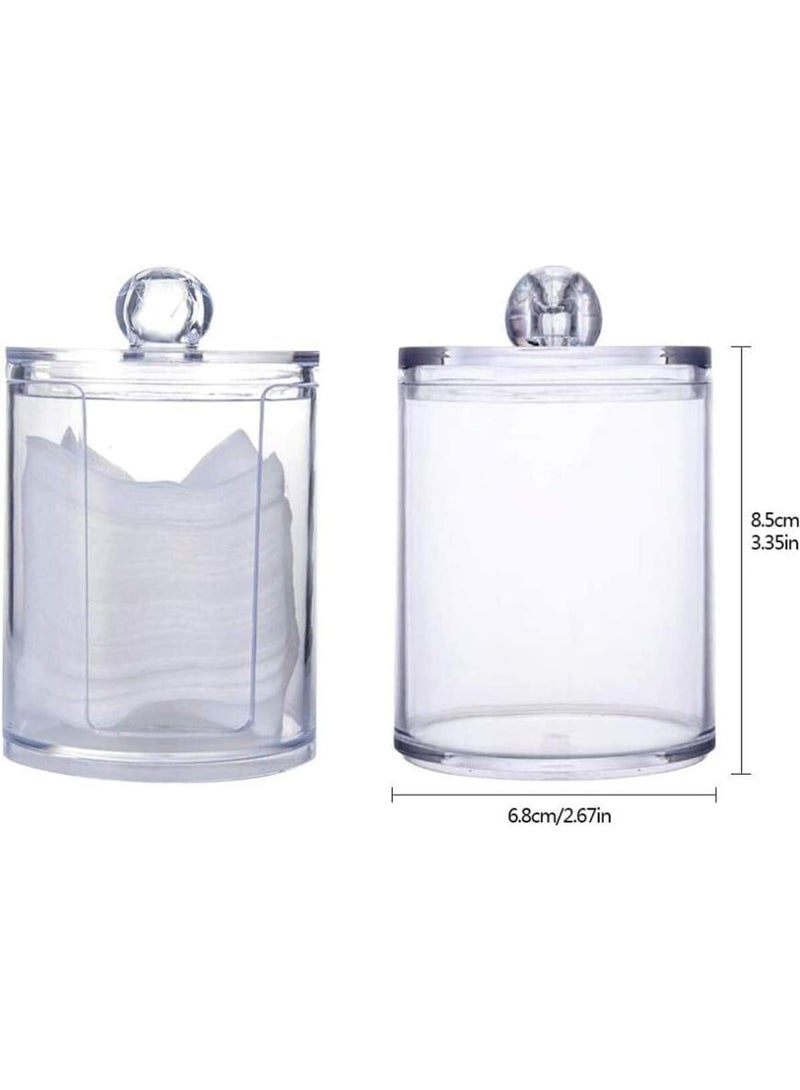 Happyupcity 2 in 1 Clear Acrylic Cotton Swabs Holder Makeup Pads Container Makeup Organizer with Lid Cosmetic Jars Bathroom Storage Dispenser Case for Cotton Pads Swabs Q-Tips - Image 2