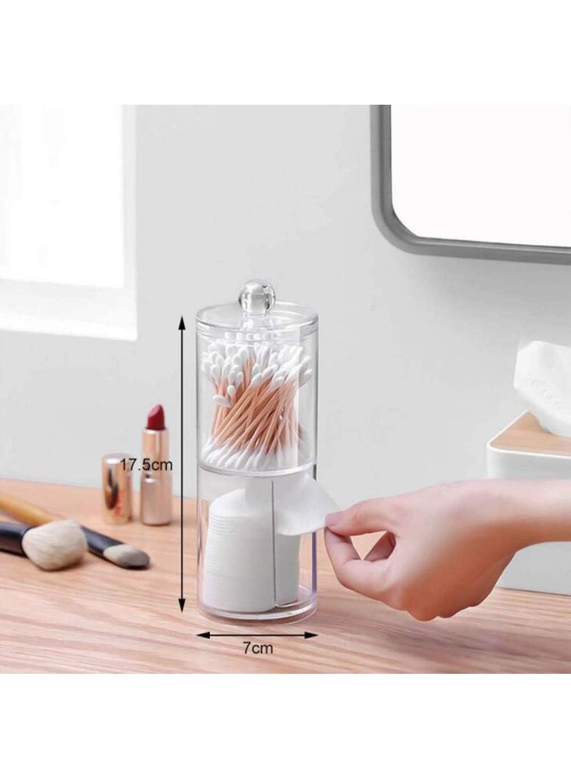Happyupcity 2 in 1 Clear Acrylic Cotton Swabs Holder Makeup Pads Container Makeup Organizer with Lid Cosmetic Jars Bathroom Storage Dispenser Case for Cotton Pads Swabs Q-Tips - Image 5