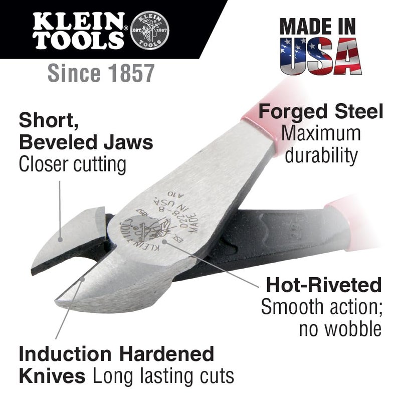 Klein Tools 80087 Dipped Plier Kit, Made in USA, Diagonal-Cutting, Needle-Nose, Side-Cutting High Leverage Linesman Pliers, Cutter and Crimper, 5-Piece - Image 3