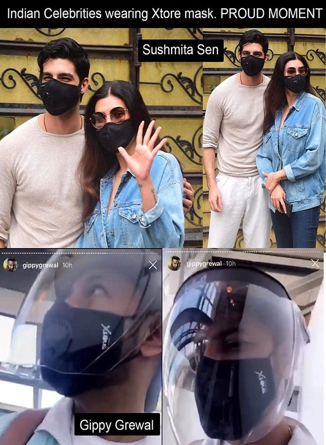 Xtore N-95 FDA CE Certified Antipollution cotton mask | Reusable | Washable (Pack of 5 mask, 5 Filters, Black) - Image 3