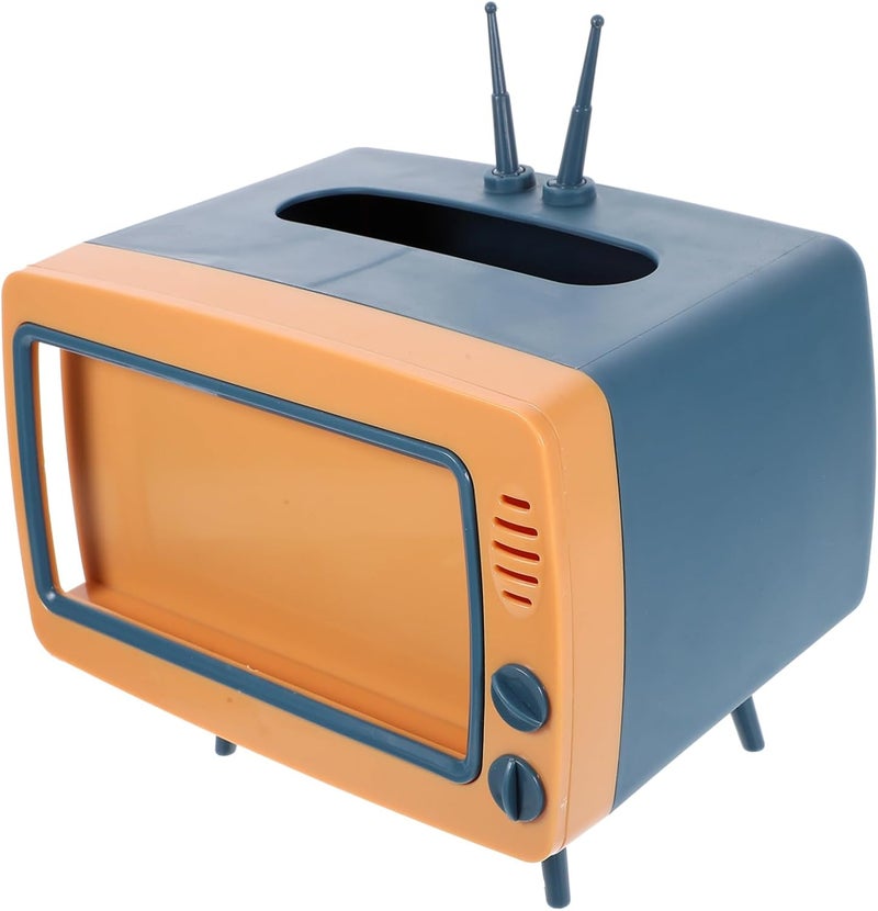 حامل علبة المناديل على شكل تلفزيون متعدد الألوان، منظم زخرفي للمكتب لغرفة المعيشة أو المكتب المنزلي - Image 1