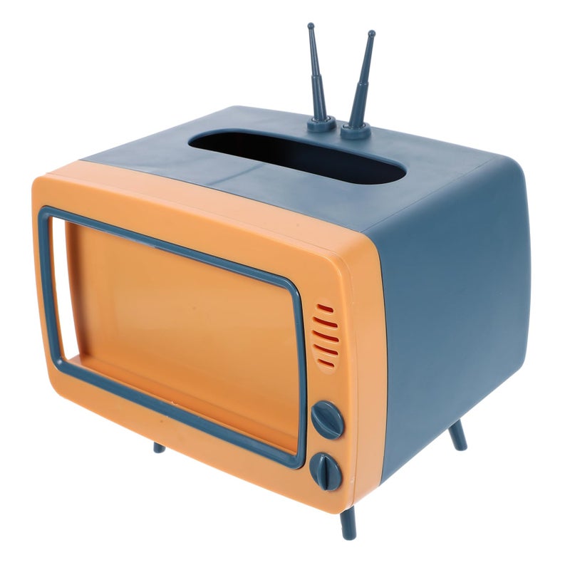 حامل علبة المناديل على شكل تلفزيون متعدد الألوان، منظم زخرفي للمكتب لغرفة المعيشة أو المكتب المنزلي - Image 2