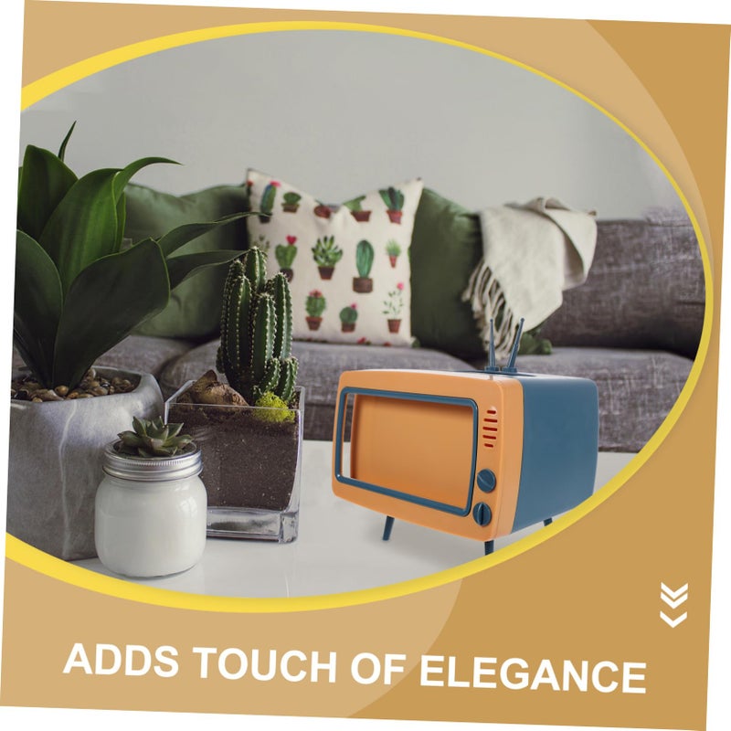 حامل علبة المناديل على شكل تلفزيون متعدد الألوان، منظم زخرفي للمكتب لغرفة المعيشة أو المكتب المنزلي - Image 5