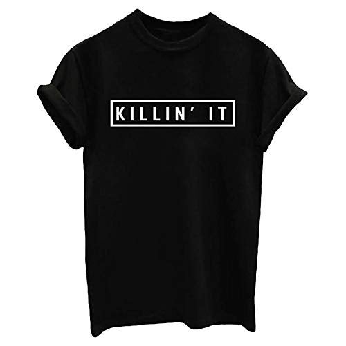 YITAN Women Tees Teen Girl Tops Graphic Cute Funny T Shirt Black XX-Large - Image 2
