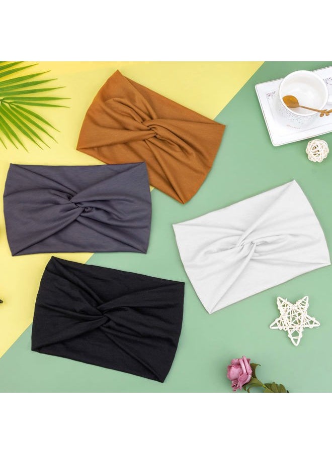 DRESHOW 4 Pack Turban Headbands for Women Wide Vintage Head Wraps Knotted Cute Hair Band Accessories  - Image 5