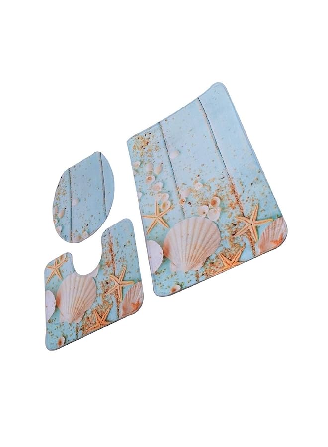 هوم كونسيبت 3 مجموعات من سجادة حمام مضادة للانزلاق + غطاء مرحاض + سجادة حمام - Image 3