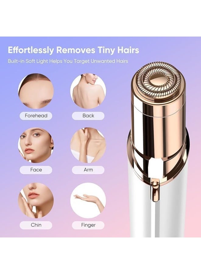 جهاز إزالة شعر الوجه للنساء - لإزالة شعر الوجه والذقن والخدين والحواجب والشفة العليا، قابل للشحن عبر USB ومزود بإضاءة (لون أبيض) - Image 3