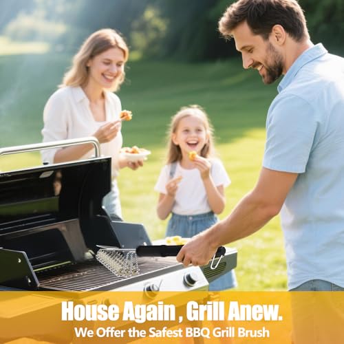HOUSE AGAIN Grill Brush and Scraper Bristle Free, 304 Stainless Steel Brush Head Non Metal Bristles, Safe Steam Outdoor Grill Cleaning BBQ Grill Accessories for Smoker/Porcelain/Weber Gas/Charcoal - Image 5