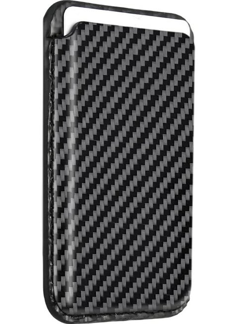 Real Carbon Fiber Magnetic Wallet [MagSafe Compatible] Card Holder for iPhone 14, iPhone 13 and iPhone 12 Series - Black