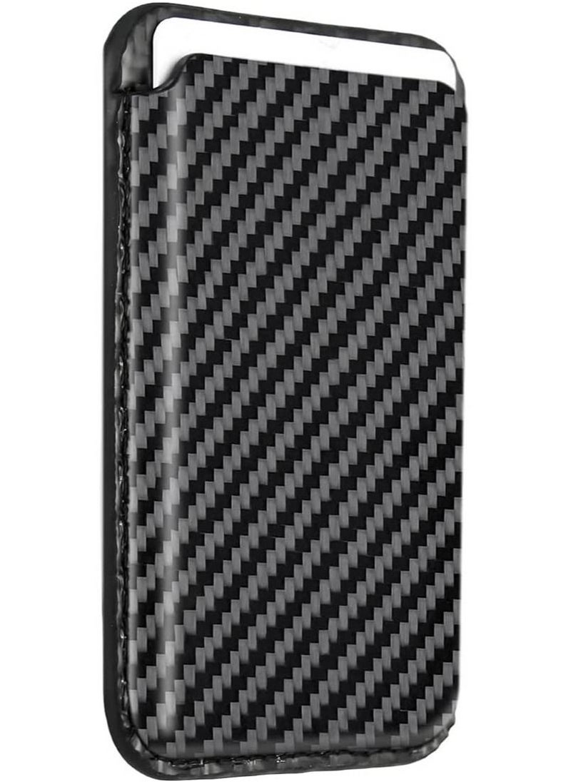 MONOCARBON Real Carbon Fiber Magnetic Wallet [MagSafe Compatible] Card Holder for iPhone 14, iPhone 13 and iPhone 12 Series - Black  - Image 1