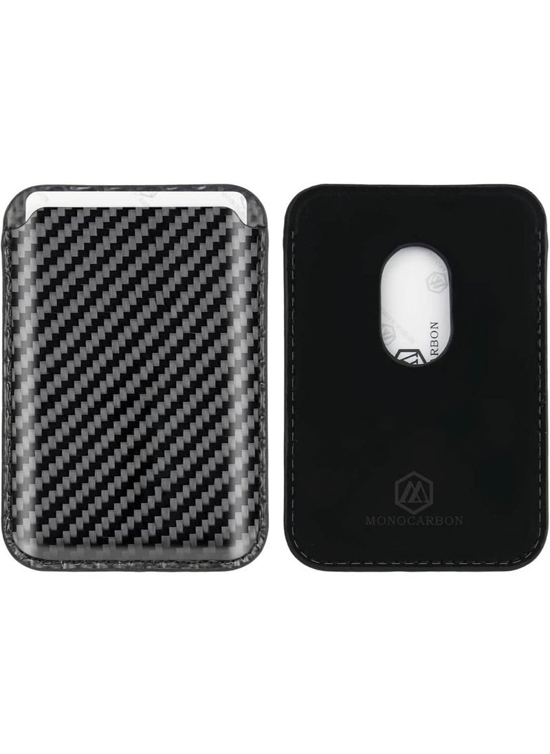 MONOCARBON Real Carbon Fiber Magnetic Wallet [MagSafe Compatible] Card Holder for iPhone 14, iPhone 13 and iPhone 12 Series - Black  - Image 5