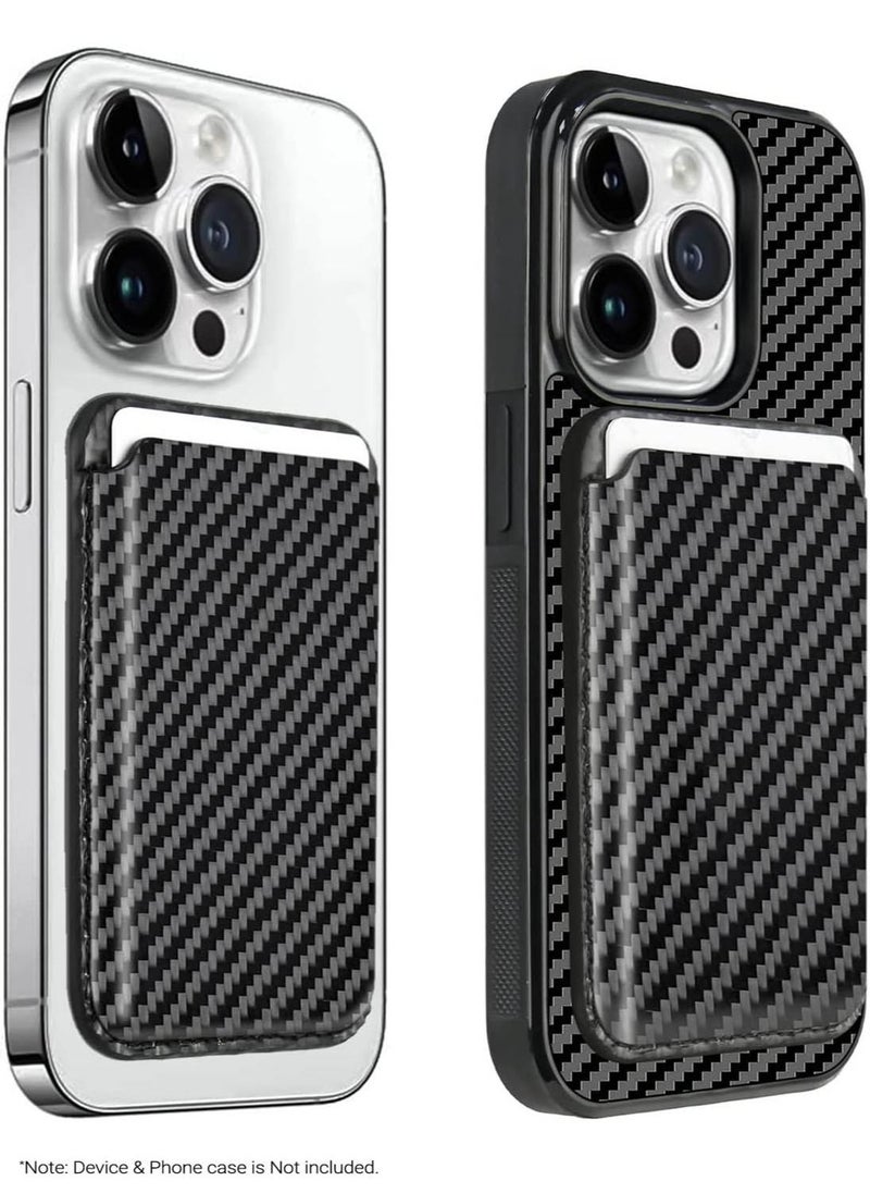 MONOCARBON Real Carbon Fiber Magnetic Wallet [MagSafe Compatible] Card Holder for iPhone 14, iPhone 13 and iPhone 12 Series - Black  - Image 4