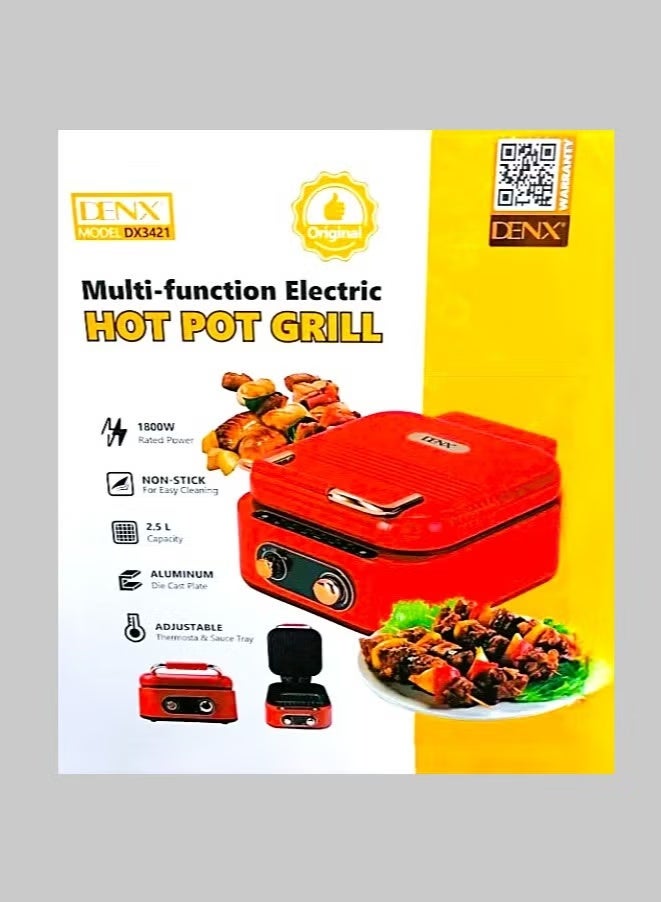 DENX DX3421 Electric Pot and Grill – 1800W, 2.5L, Non-Stick - Image 5
