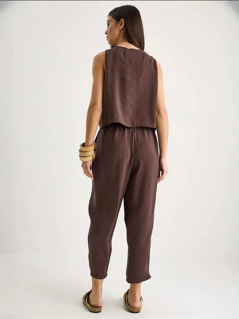 Bianco Lucci  LUCCI Sleeveless Crew Neck Blouse and Carrof Fıt Pants Set for Women | Best Price UAE