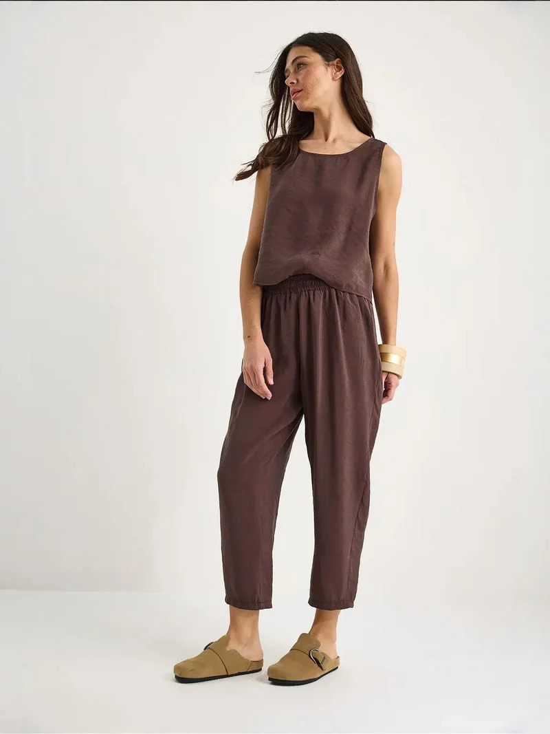 Bianco Lucci  LUCCI Sleeveless Crew Neck Blouse and Carrof Fıt Pants Set for Women | Best Price UAE