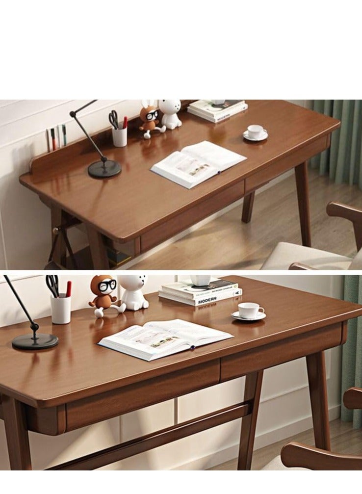 Generic Solid Wood Writing Desk, 47" Mid-Century Modern Walnut Desk, Home Office Computer Desk with 2 Drawers and Storage Shelf, Laptop Desk, Study Table, Work Desk Station  - Image 3